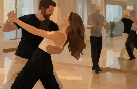 Couple practicing their first dance during a private wedding dance lesson