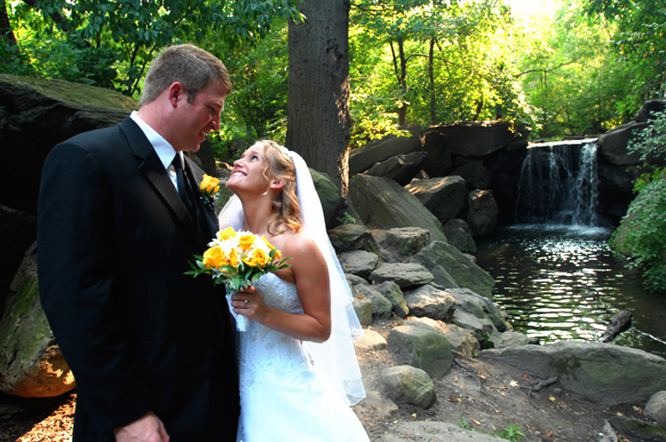 Waterfall at The Lake wedding ceremony location in Central Park