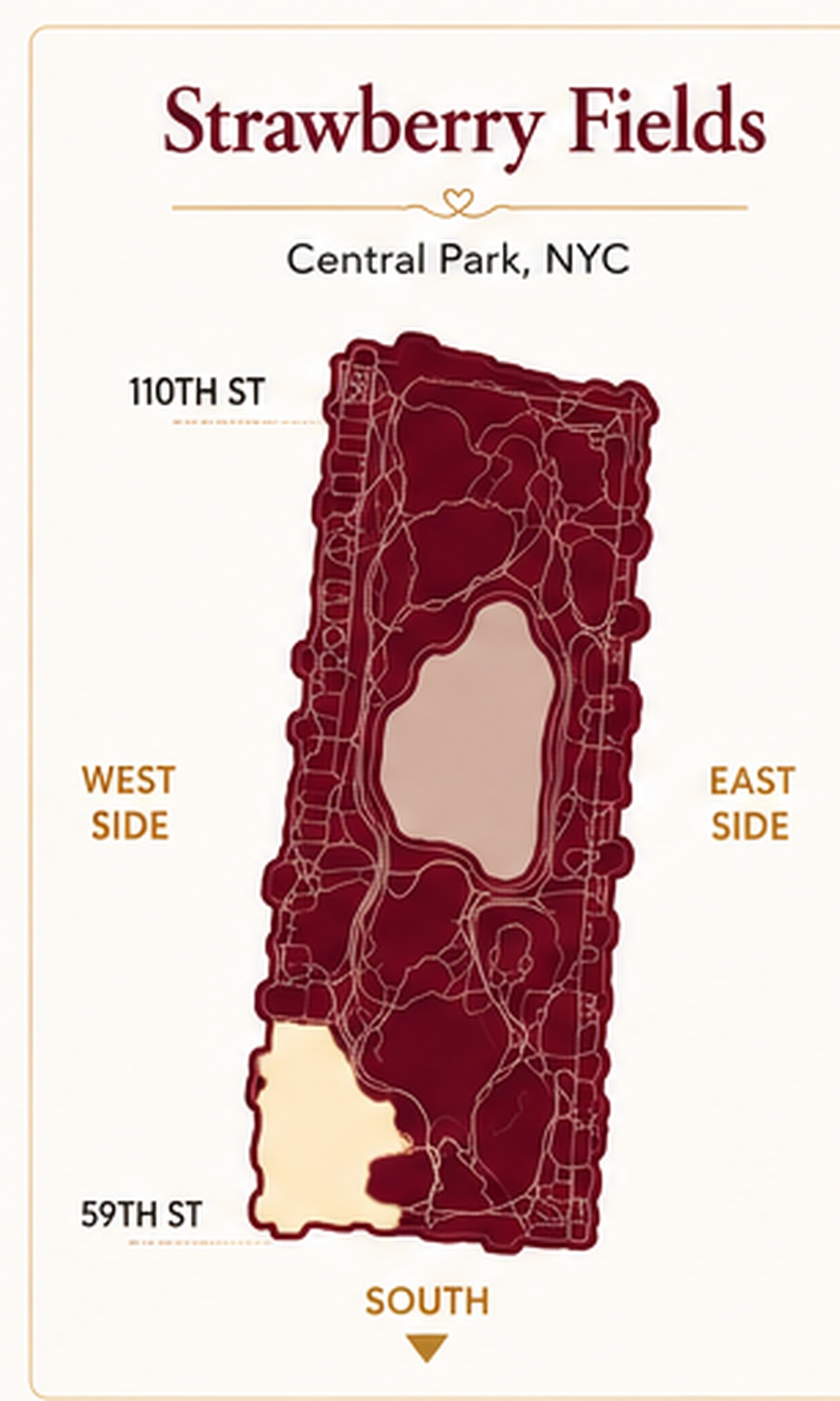 Map showing the location of Strawberry Fields / Ladies Pavilion in Central Park